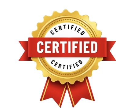 Certified gold seal with red ribbon